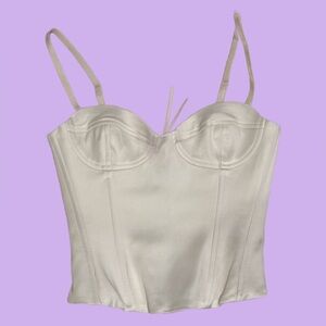 🍒 ARITZIA - White Silky Corset Bustier Tank Top 
Size: 2